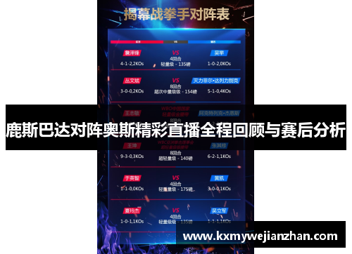 鹿斯巴达对阵奥斯精彩直播全程回顾与赛后分析